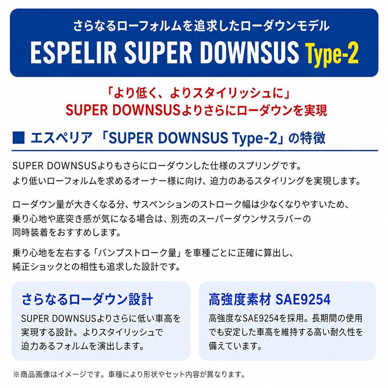 [エスペリア]カローラフィールダー NZE141G / 2WD 1.5L(H18.10～24.5)用スーパーダウンサスType2