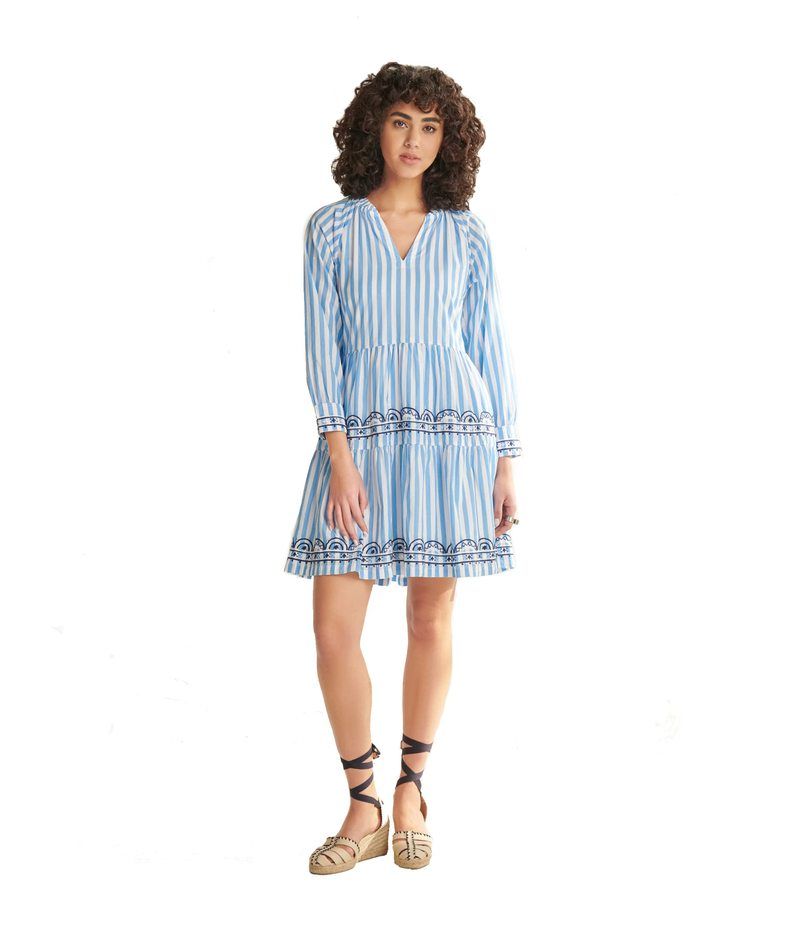 ハットレイ レディース トップス ワンピース Hatley Maddy Popover Dress Azure Stripes Azure Stripes ストライプ