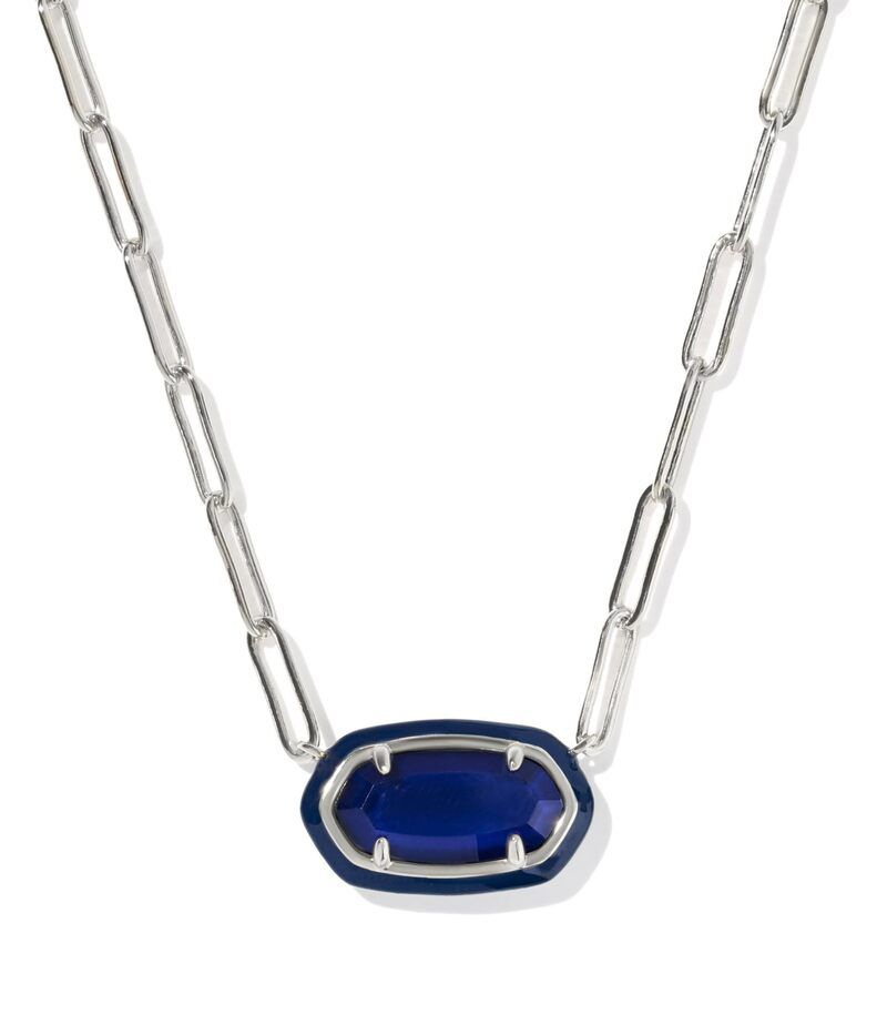 ケンドラスコット レディース アクセサリー ネックレス・チョーカー・ペンダントトップ レース Kendra Scott Elisa Enamel Frame Paperclip Necklace Rhod Navy Mop ネイビー