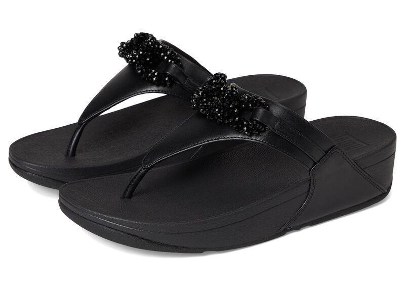 フィットフロップ レディース シューズ サンダル レザー FitFlop Lulu Beadedchain Leather Toepost Sandals Black ブラック