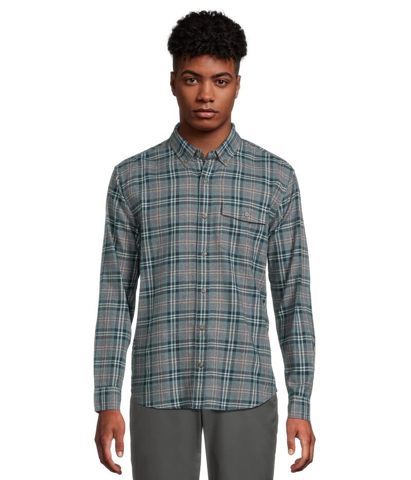 エルエルビーン メンズ トップス シャツ LLBean Brushed Jaspe Twill Shirt Plaid Traditional Untucked Fit Quarry Gray グレー