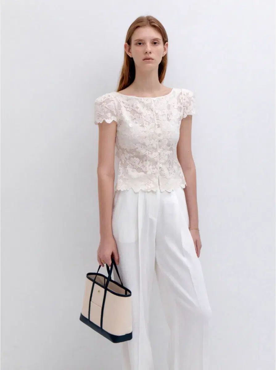 フローム ジャガード jacquard レース 半袖 ブラウス xs サイズ