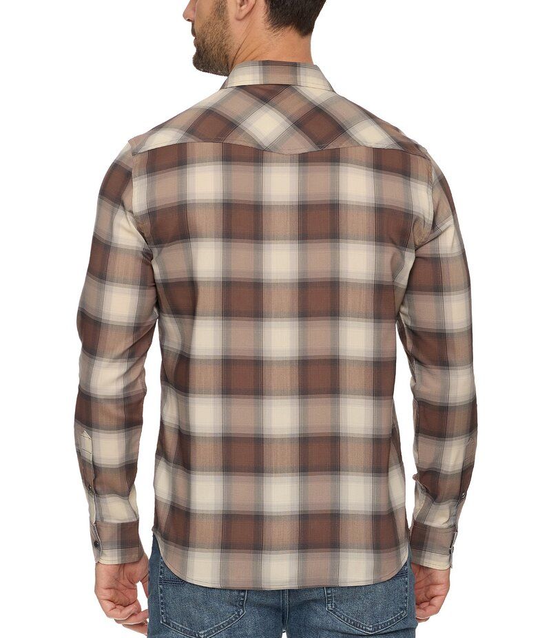 フラッグ アンド アンセム メンズ トップス シャツ Flag and Anthem Topeka MadeFlex UPF Performance Long Sleeve Plaid Western Shirt BrownCream クリーム