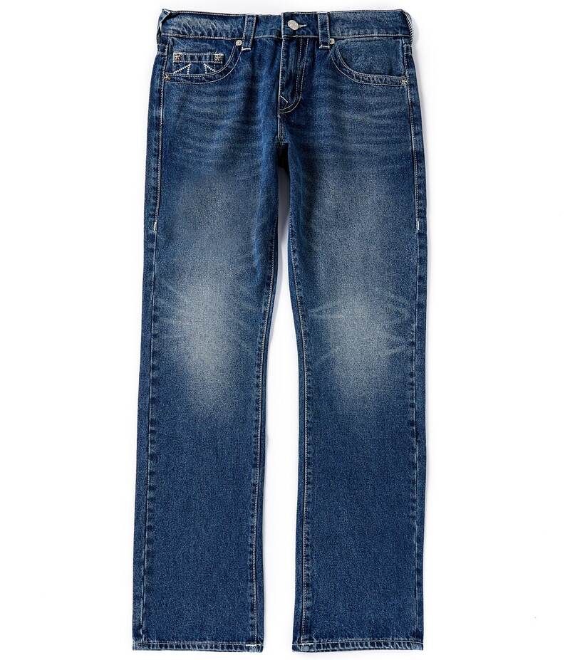 トゥルーレリジョン メンズ ボトムス デニムパンツ レギュラーフィット ストレート ジーンズ True Religion Ricky Regular Fit Straight Leg Jeans Kowloon Medium Wash