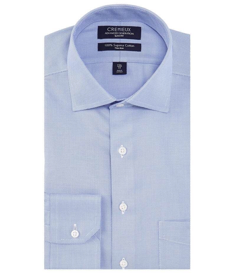ダニエル クレミュ メンズ トップス シャツ スリムフィット Cremieux Slim Fit NonIron Spread Collar Mitered Cuff Step Weave Twill Dress Shirt Blue ブルー