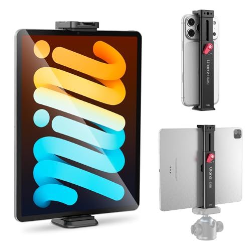 Ulanzi Uka用タブレットホルダー iPadホルダー スマホ三脚マウント 1/4ネジ穴付き アルカスイス Ukaクイックリリース タブレット三脚用ホルダー 幅さ13cm?22.5cm対応 コールドシュー付き スマホホルダー iPad/i 8daf1cf6