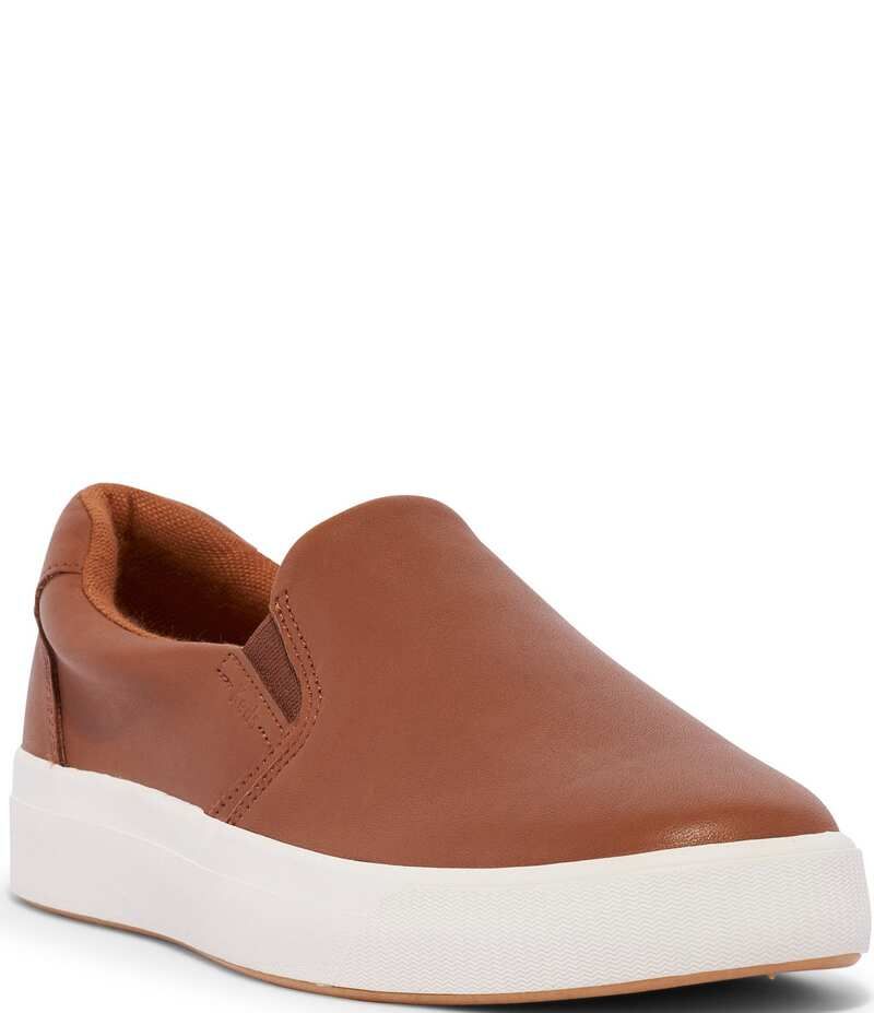 ケッズ レディース ボトムス カジュアルパンツ スニーカー レザー Keds Womens Pursuit Leather Slip On Sneakers Cognac