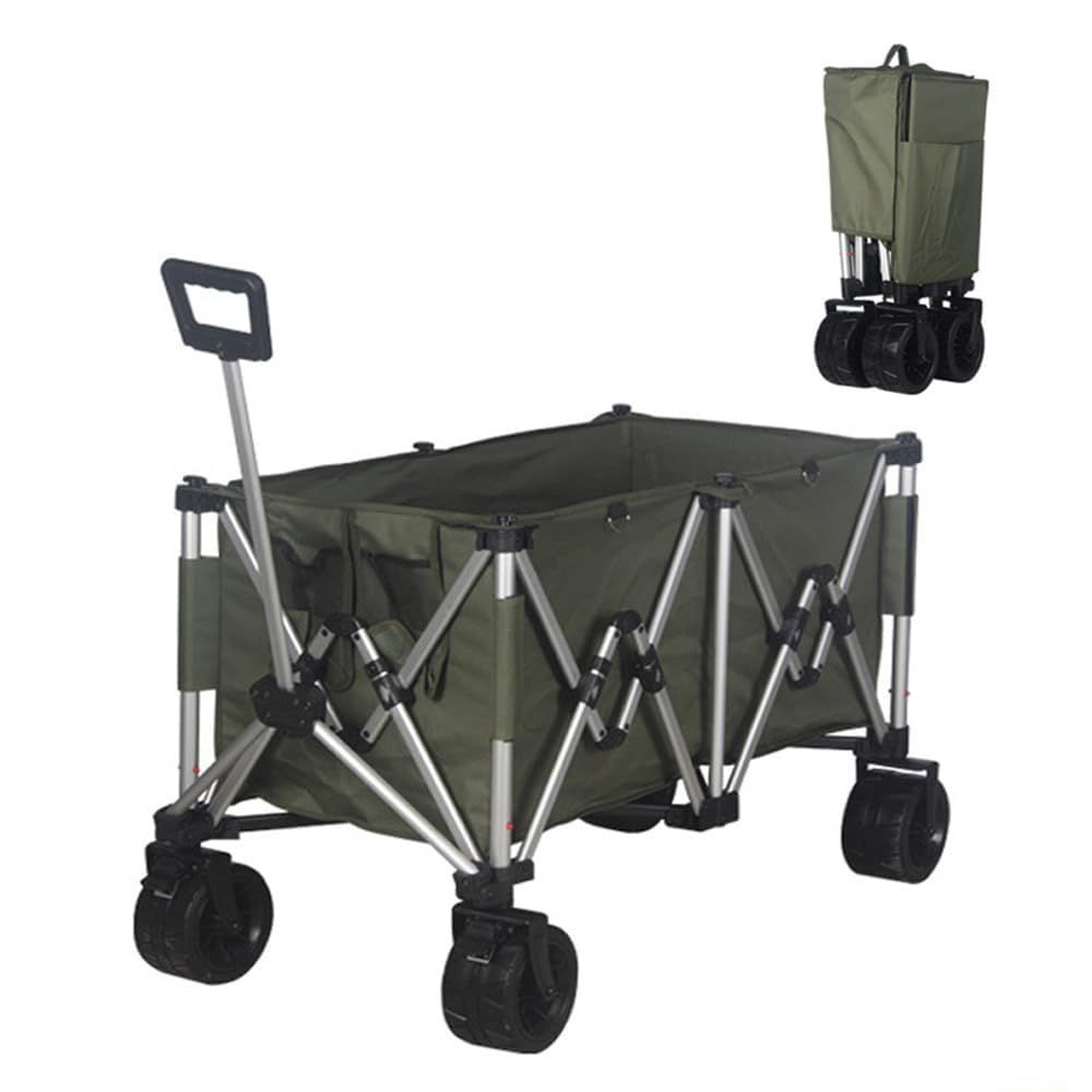 新品 Fengzel Outdoor アウトドアワゴン キャリーカート 200L大容量 耐荷重250kg アルミ合金フレーム 360度回転 取り外し 大型タイヤ 引き押し２WAY コンパクト収束 自立式 キャリーワゴン (ミリタリー 200L)