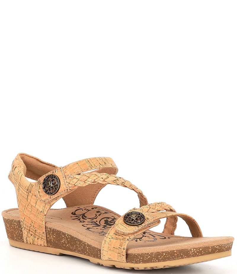 エイトレックス レディース シューズ サンダル Aetrex Jillian Braided Wedge Cork Sandals Cork