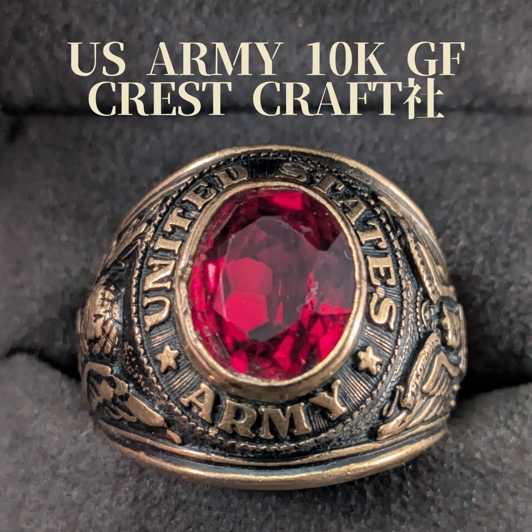 米国老舗 CREST CRAFT社 約21号 ミリタリーリング 10K GF レッド 米国老舗 CREST CRAFT社 約21号 ミリタリーリング 10K GF レッド