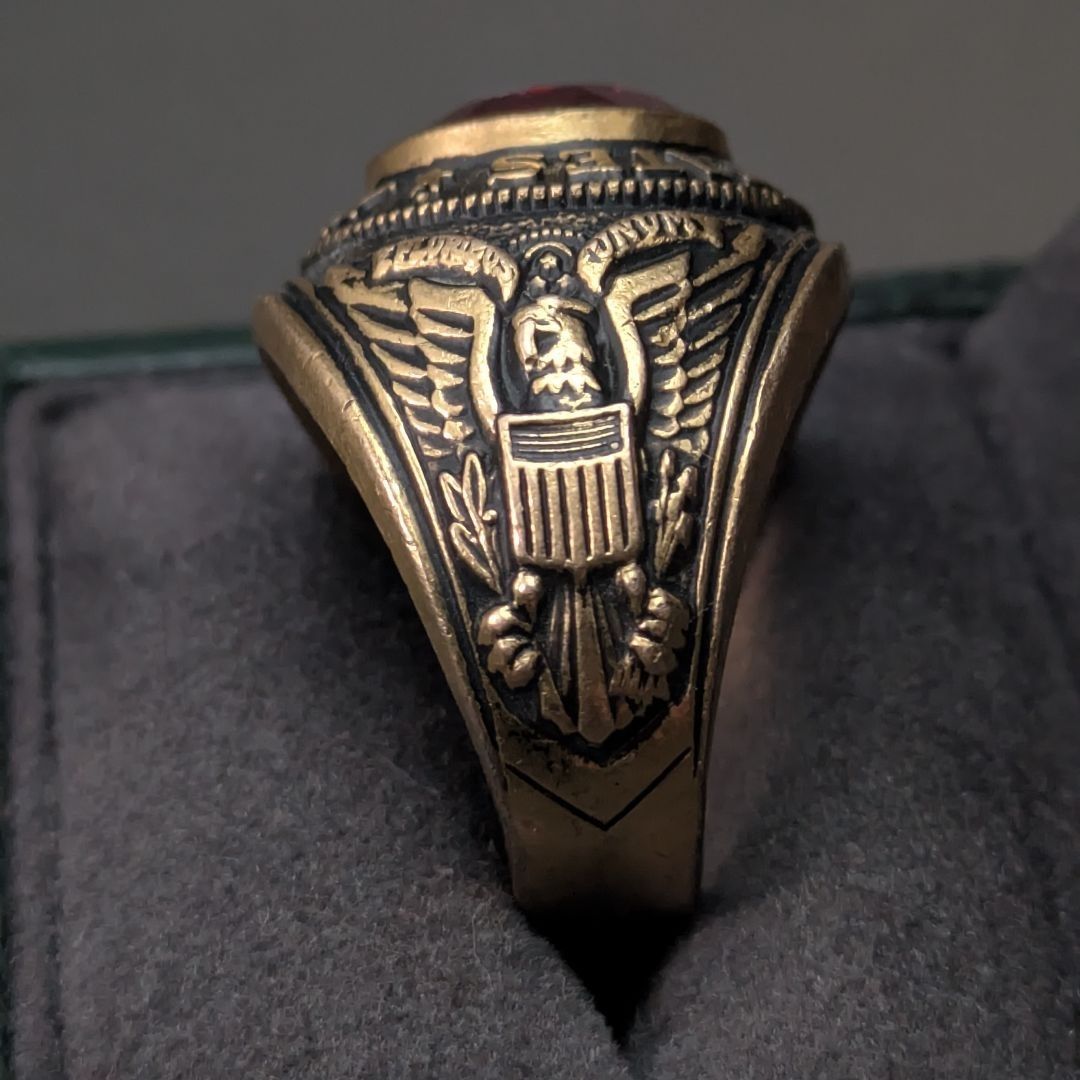 米国老舗 CREST CRAFT社 約21号 ミリタリーリング 10K GF レッド