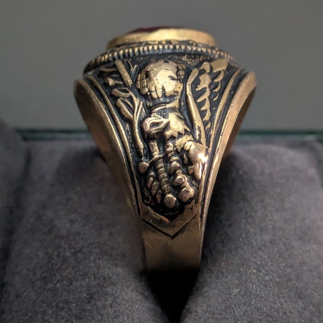 米国老舗 CREST CRAFT社 約21号 ミリタリーリング 10K GF レッド