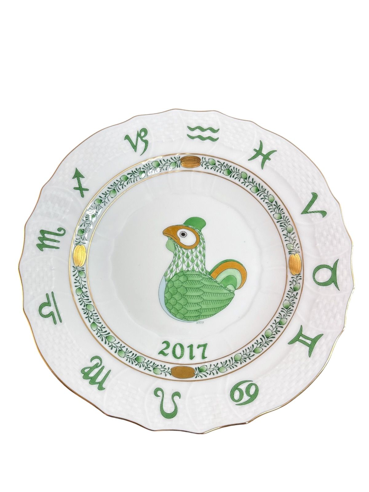 HEREND HVNGARY 2017 干支プレート 酉 18.5cm ハンドペイント ヘレンド