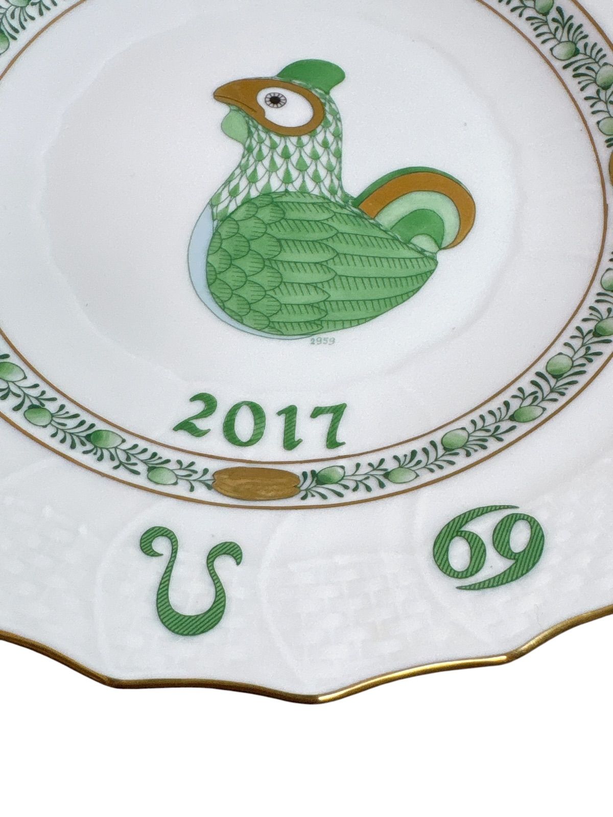 HEREND HVNGARY 2017 干支プレート 酉 18.5cm ハンドペイント ヘレンド