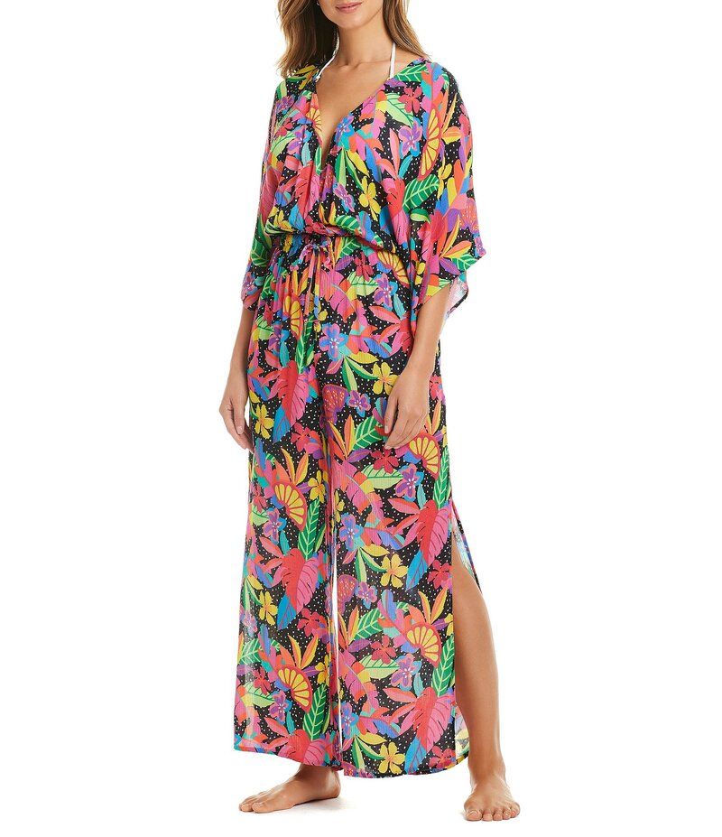 ブルーロッドビーティ レディース ボトムス カジュアルパンツ シフォン フラワー柄 プリント ジャンプスーツ フラワー Bleu Rod Beattiextra Bold Floral Print Chiffon Side Pocket Jumpsuit Sw