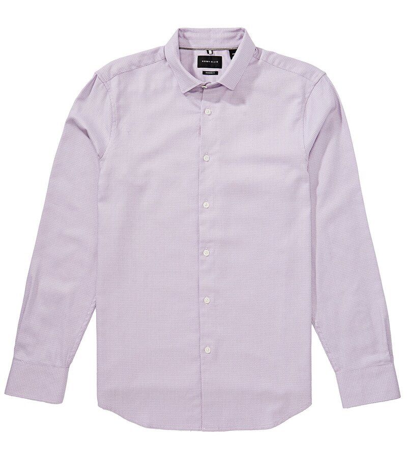 ペリーエリス メンズ トップス シャツ Perry Ellis Herringbone Long Sleeve Woven Shirt Pastel Lilac ライラック