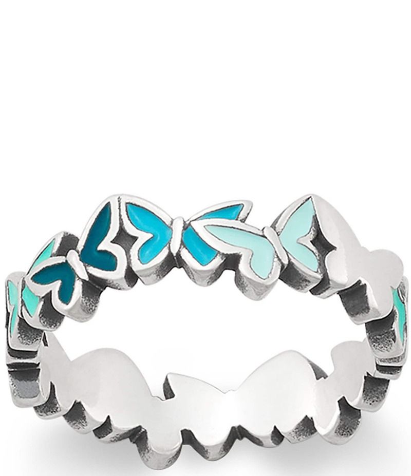 ジェームズ エイヴリー レディース アクセサリー 指輪 James Avery Enamel Connected Butterflies Band Ring Sterling Blue ブルー