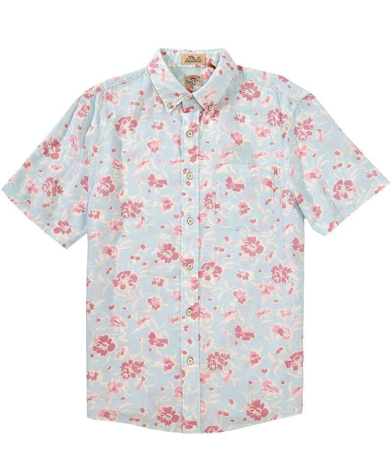 ファレティ メンズ トップス シャツ プリント Faherty Breeze Allover Print Short Sleeve Woven Shirt Clear Waters Blossom