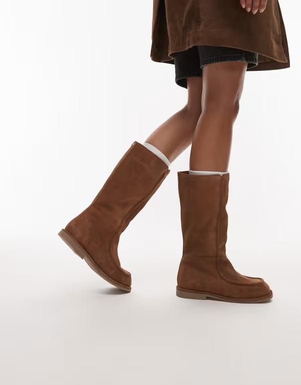 ブロンクス レディース シューズ ブーツ・レインブーツ スエード Bronx fluffy cozy knee boots in suede chestnut Chesnut