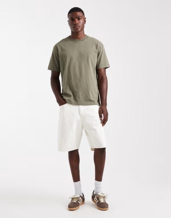 ジャック アンド ジョーンズ メンズ ボトムス ハーフパンツ・ショーツ ショートパンツ デニム Jack Jones Tony loose fit denim shorts in cream White ホワイト