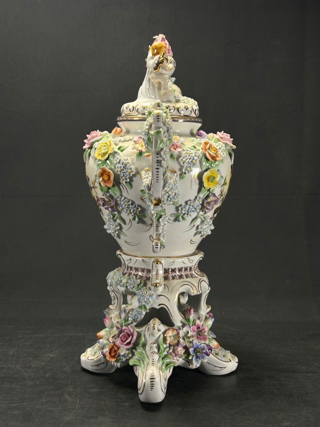 フランスアンティーク 陶器のポプリポット マイセンスタイル 幽玄】Meissen マイセン ポプリ壺 陶器 精密品 装飾 アンティーク