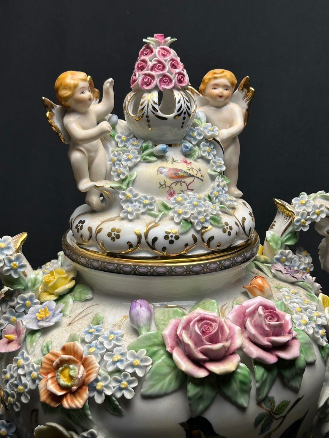 幽玄】Meissen マイセン ポプリ壺 陶器 精密品 装飾 アンティーク