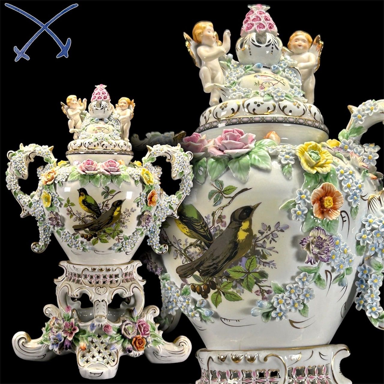 【幽玄】Meissen マイセン ポプリ壺 陶器 精密品 装飾 アンティーク