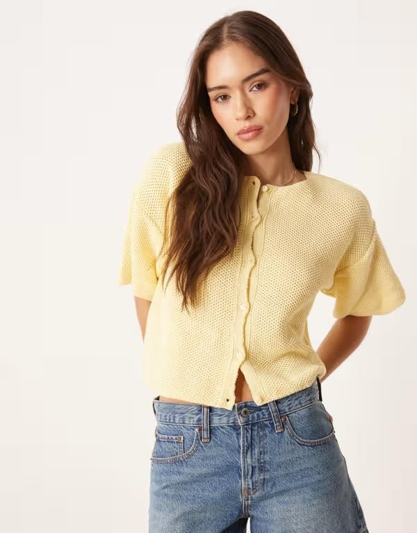 エイソス レディース アウター カーディガン ニット ASOS DESIGN knit short sleeve cardigan in buttermilk Buttermilk