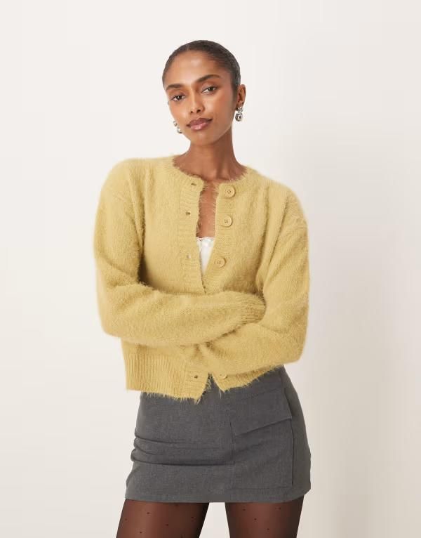 モーテル レディース アウター カーディガン ニット Motel audrina fluffy knit cardigan in sage SAGE セージ