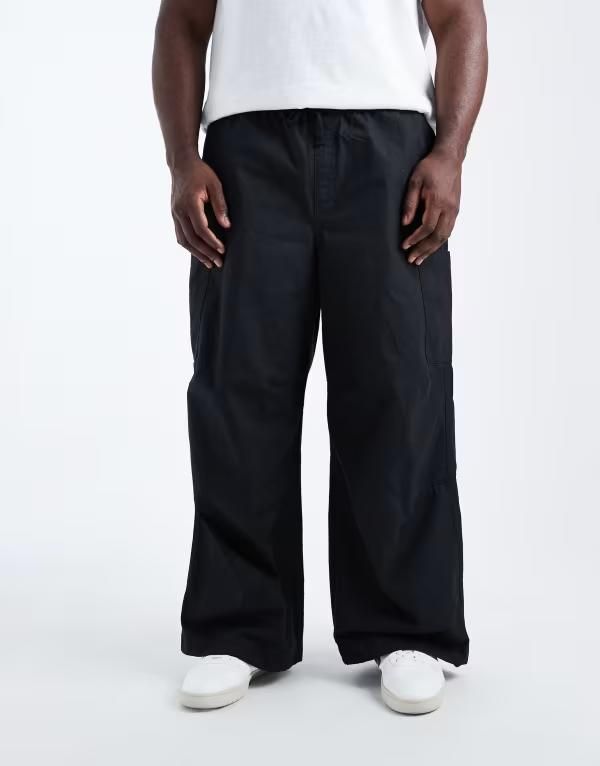 エイソス メンズ ボトムス カジュアルパンツ カーゴパンツ パンツ ASOS DESIGN super baggy cargo pants ripstop Black ブラック