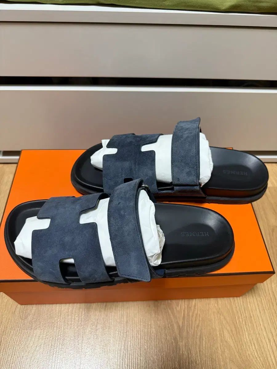 エルメス ネイビー スウェード シプレ スリッパ 43size
