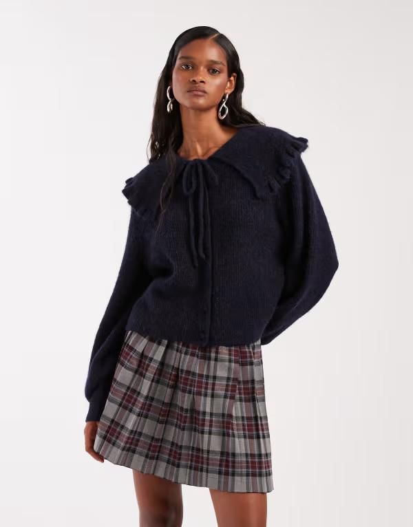 アンドアザーストーリーズ レディース アウター カーディガン ウール ニット Other Stories alpacand wool oversized collar tie up knit cardiganAVY ネイビー