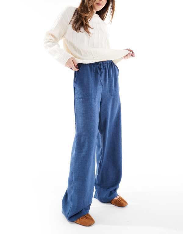 ヴェロモーダ レディース ボトムス カジュアルパンツ パンツ デニム Vero Moda lightweight tie waist pants in dark denim Dark Denim デニム