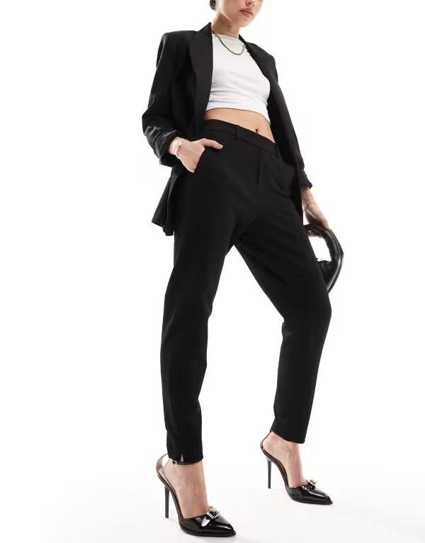 オブジェクト レディース ボトムス カジュアルパンツ クロップド Object cropped tailored slim pants Black ブラック