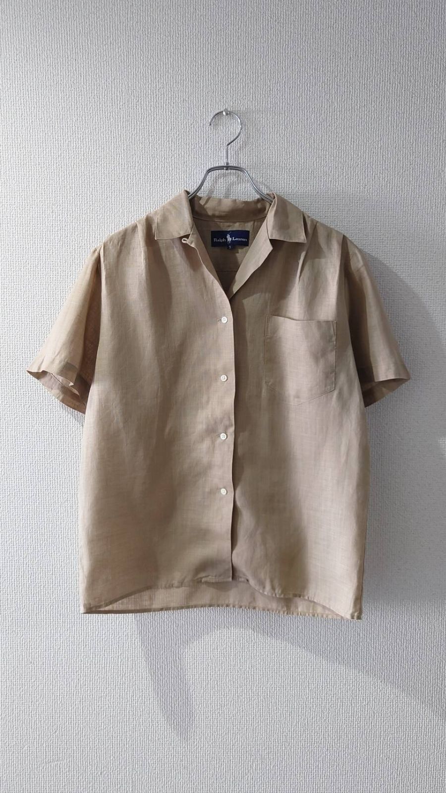 90-00’s Ralph Lauren Linen Short-sleeve Loop Collar Shirt Women's:9