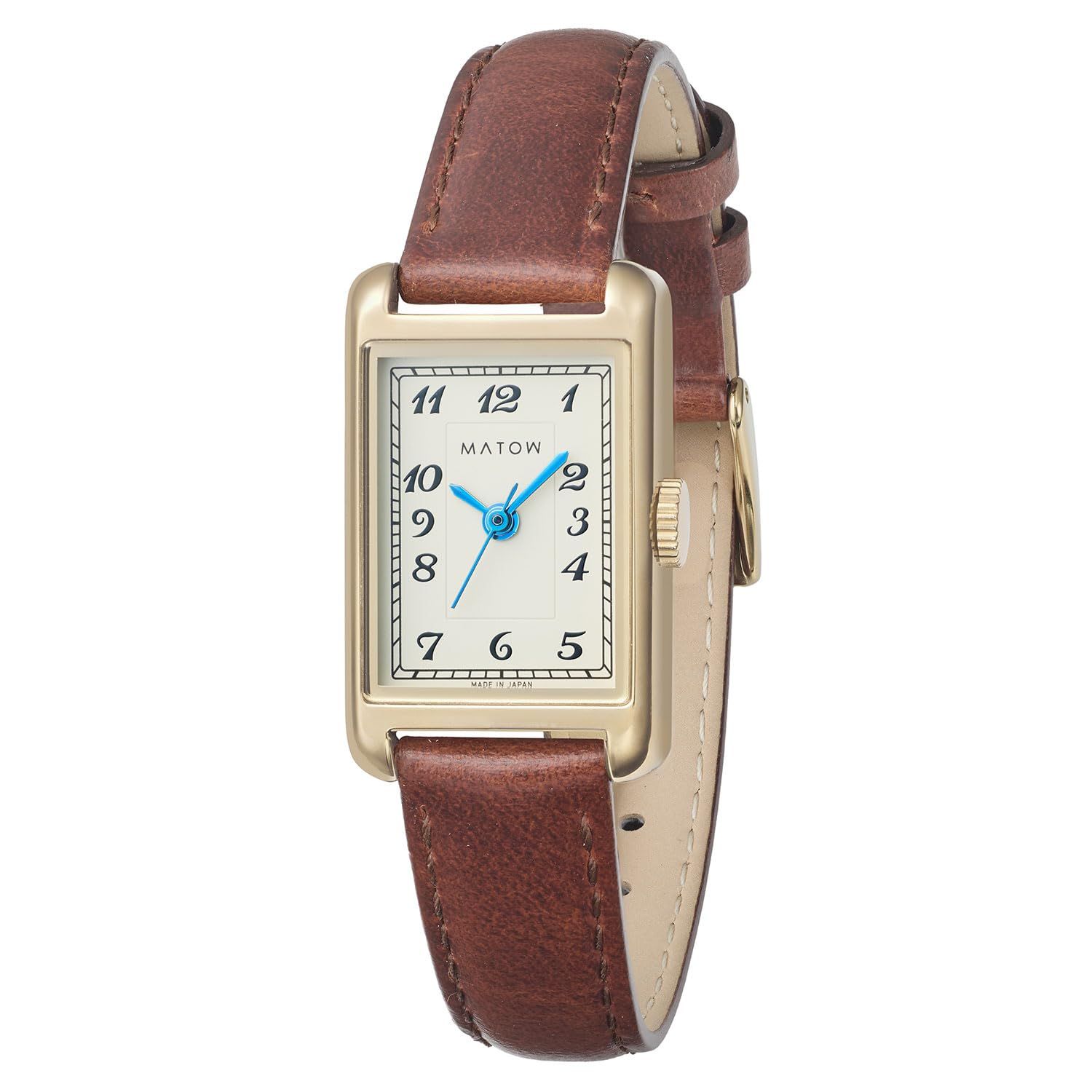新品 正規代理店 [MATOW] マトウ 時計 腕時計 レディース mw004007 [Tsuki 朧月 - おぼろづき -] レクタン ゴールド ブラウン レザー アラビック