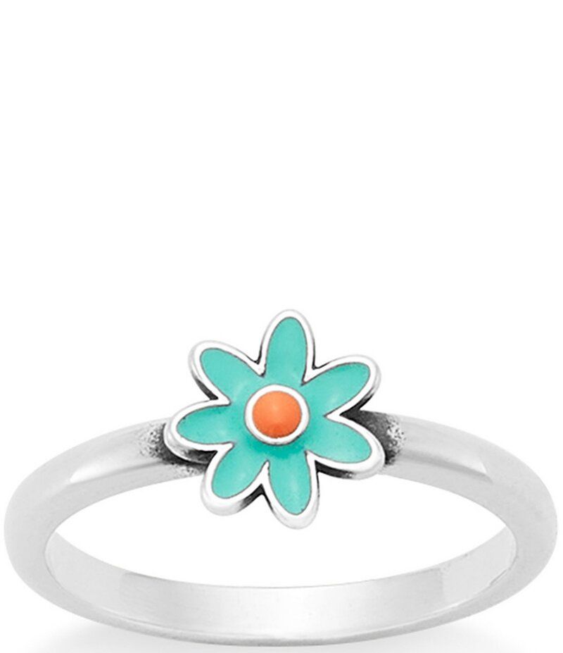 ジェームズ エイヴリー レディース アクセサリー 指輪 フラワー柄 フラワー James Avery Enamel Orange Floral Band Ring SilverAqua Blue ブルー