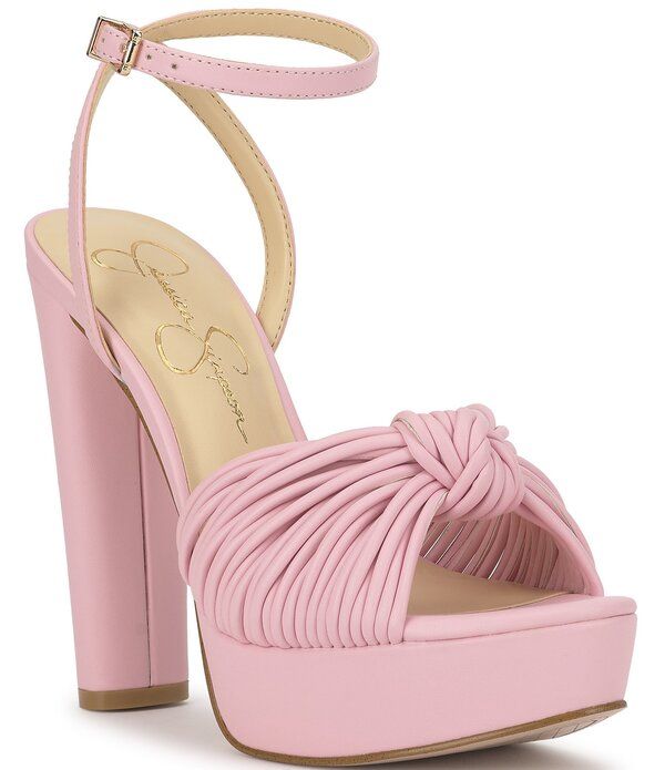 ジェシカシンプソン レディース シューズ サンダル プラットフォーム アンクル ヒール Jessica Simpson Immie Knot Detail Ankle Wraplatform Block Heel Dressandals Pink Sugar