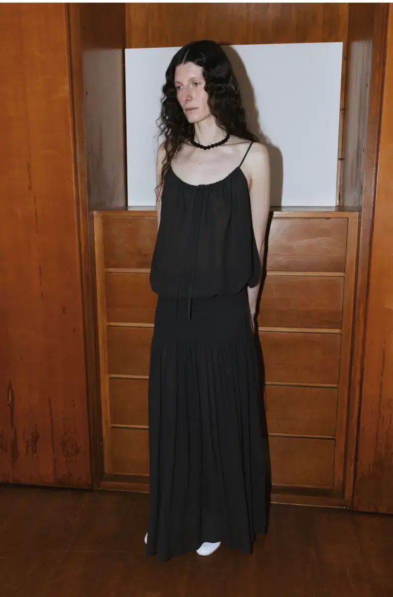 ウール・下 Draped shirred long skirt
