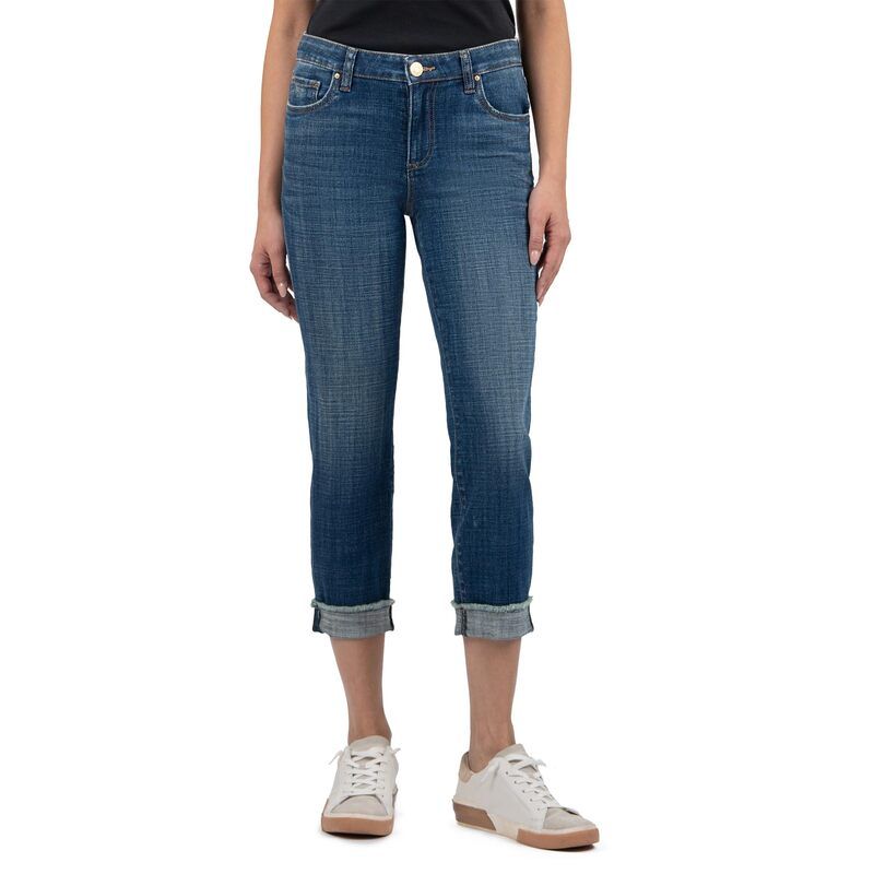 カットフロムザクロス レディース ボトムス デニムパンツ ストレート KUT from the Kloth Amy Crop Straight Leg Roll Up Fray DESERVING