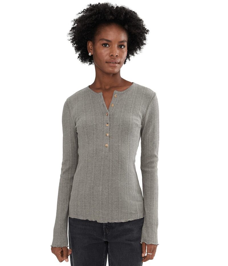 ファレティ レディース トップス シャツ Faherty Paradise Pointelle Henley Medium Grey Hea グレー