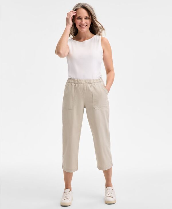 【送料無料】 スタイルアンドコー レディース カジュアルパンツ ボトムス Womens Petite MidRise PullOn Capri Pants Stone Wall