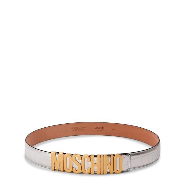 モスキーノ レディース アクセサリー ベルト レザー Moschino Leather Belt Silver シルバー