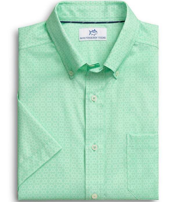 サウザーンタイド メンズ トップス シャツ Southern Tide Coastal Breeze Seaside Geo Short Sleeve Woven Shirt Gulf Shores