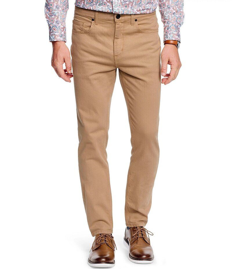ジョンストンアンドマーフィー メンズ ボトムス デニムパンツ デニム ジーンズ Johnston Murphy Straight Fit Overdye Denim Stretch Jeans Khaki カーキ