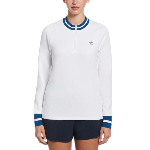 オリジナルペンギン レディース トップス シャツ ハーフジップ Original Penguin quarter Zip Top Ld99 Bright White ホワイト