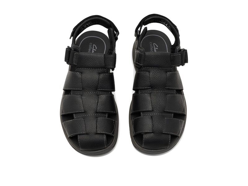 クラークス メンズ シューズ サンダル Clarks Guideview Cove Black Leather ブラック