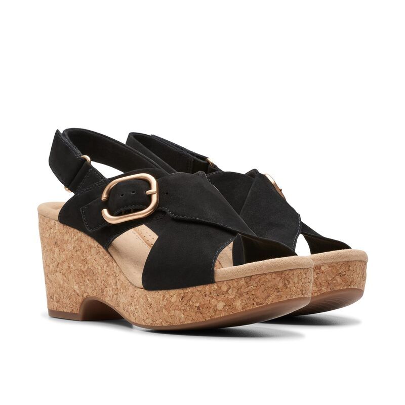 クラークス レディース シューズ ヒール Clarks Giselle Dove Black Nubuck ブラック