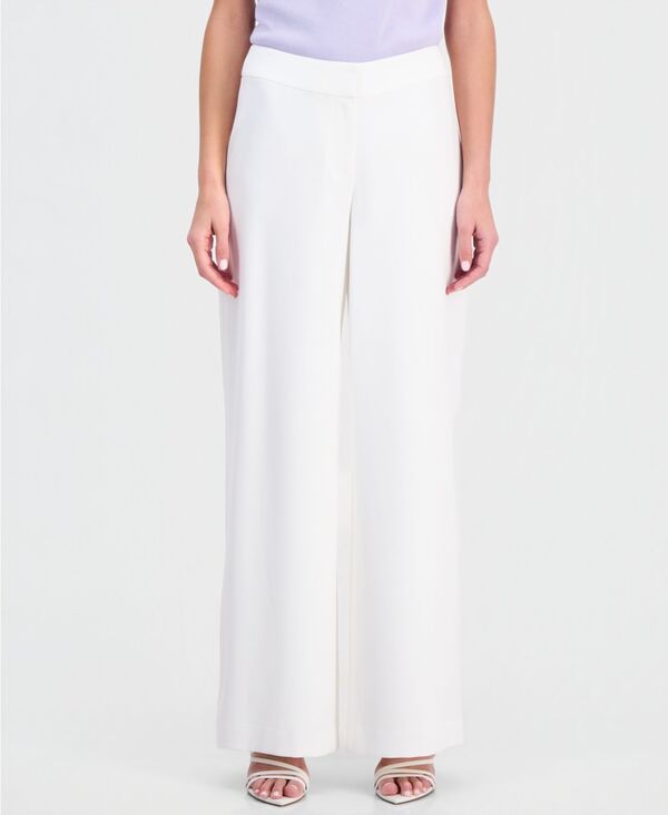 タハリエーエスエル レディース ボトムス カジュアルパンツ プチ Tahari ASL Petite MidRise WideLeg Pants White ホワイト