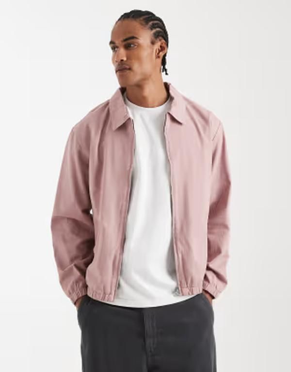 エイソス メンズ アウター ジャケット・ブルゾン コットン ASOS DESIGN cotton harrington jacket Dusty pink ピンク